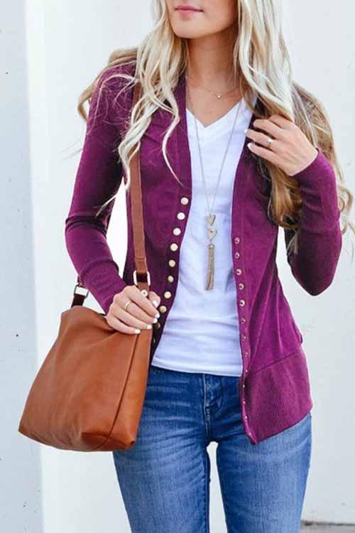 Hoombox  Long Sleeves Buttons Design Cardigan(7 Colors)