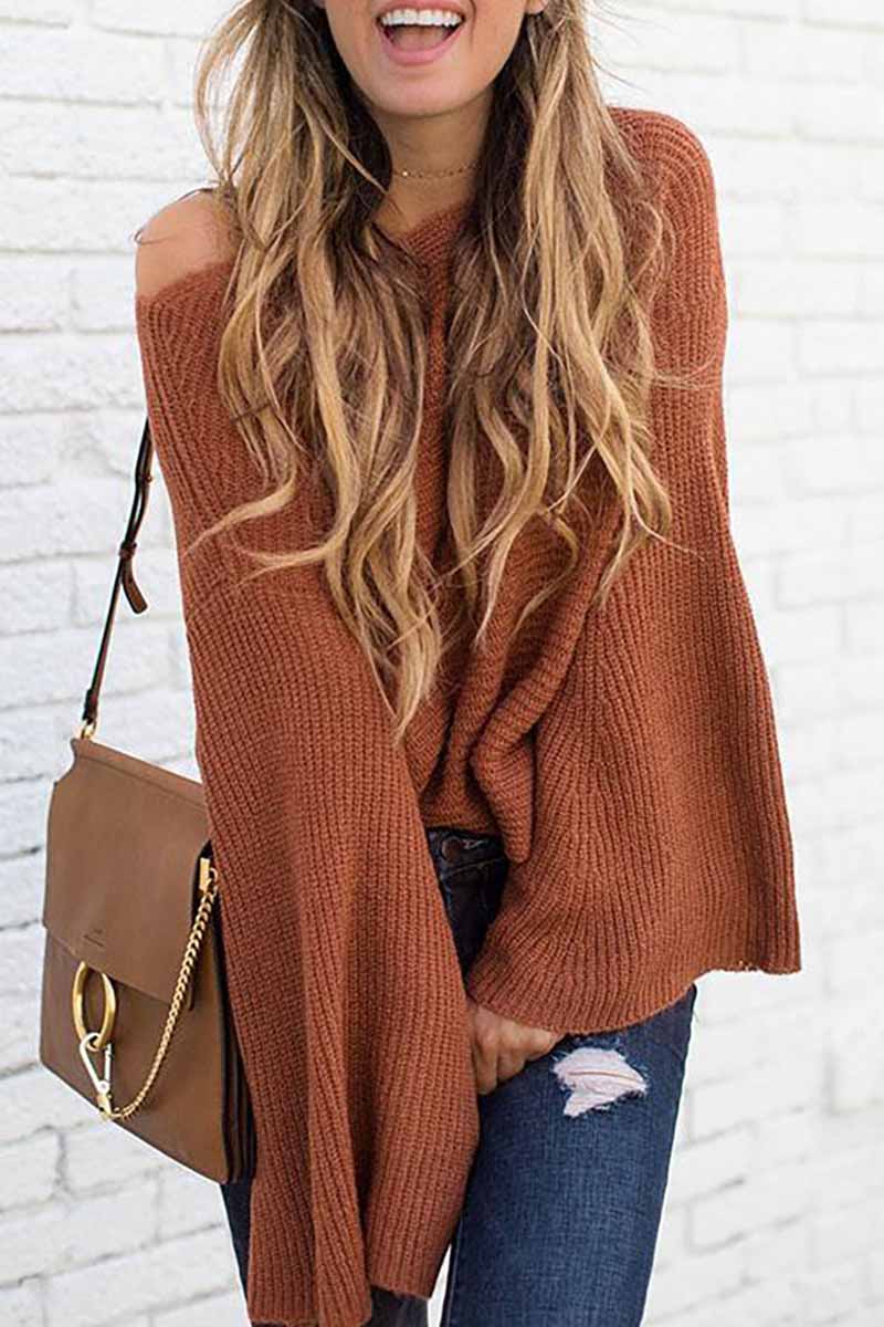Hoombox  Fashion Wide Sleeve Knitted Sweater