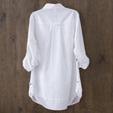 hoombox 100% Cotton Women White Long-sleeved Slim Blouse Casual Shirts Button Tops