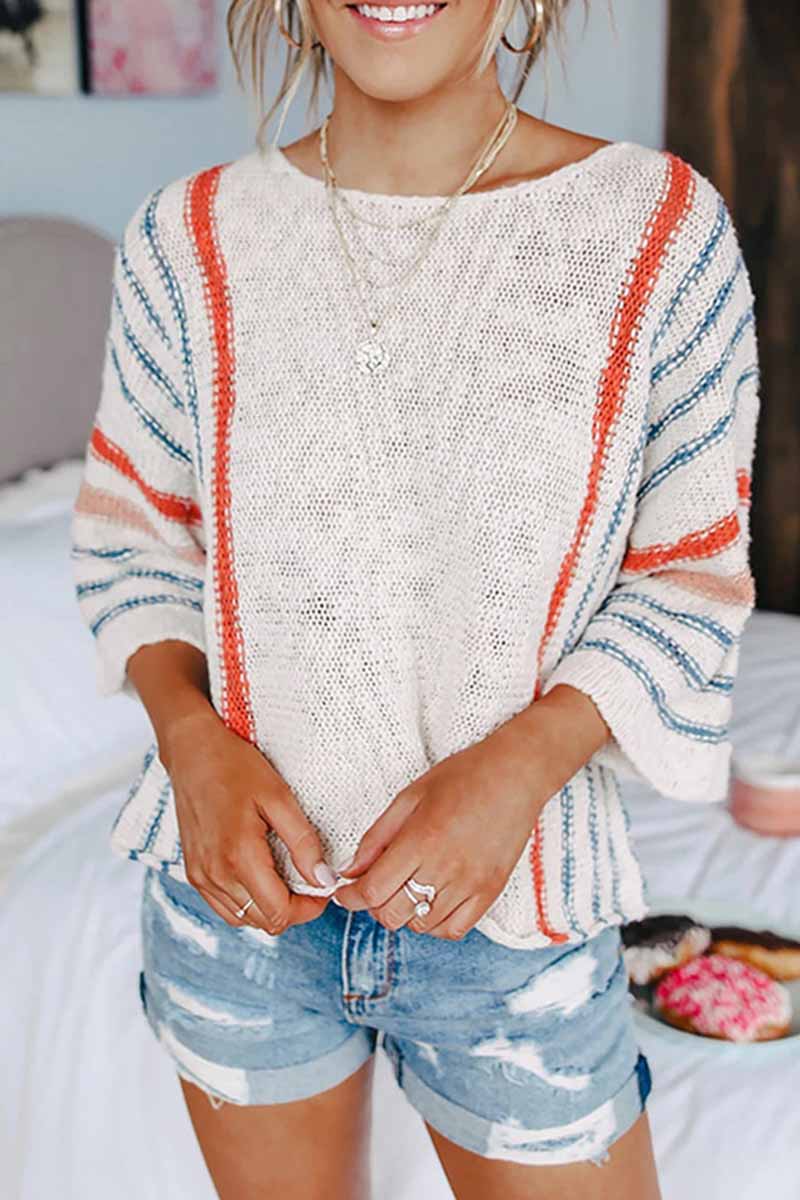 Hoombox  Striped Colorblock Sweater