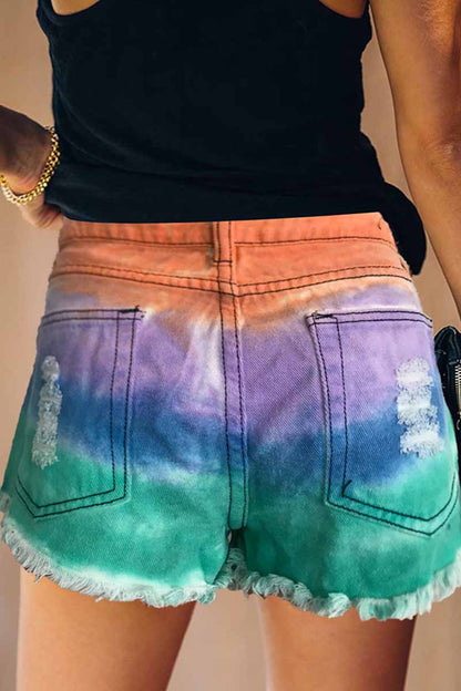 Hoombox  Summer Tie-Dye Color Denim Shorts
