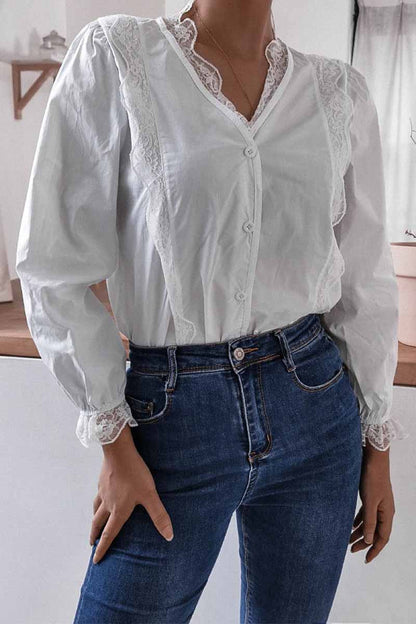 Hoombox  Long Sleeve Flared Sleeve Solid Color Shirt Tops