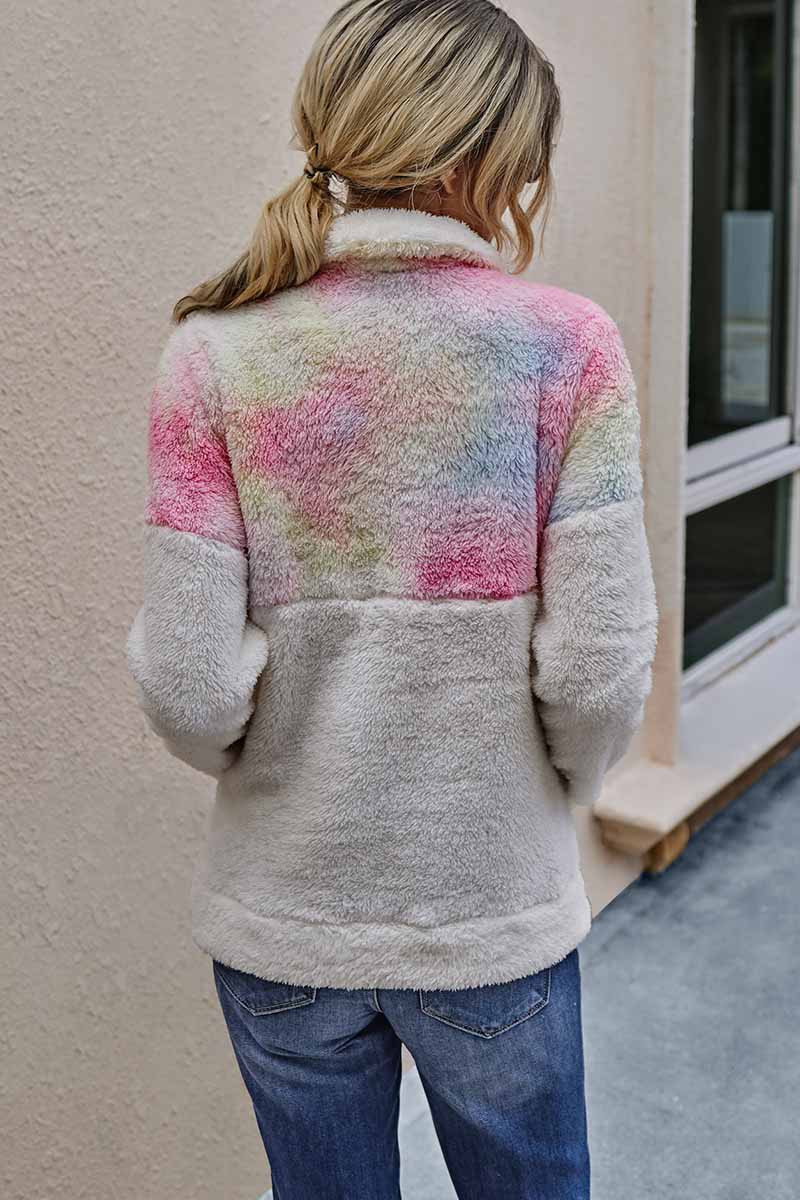 Hoombox Tie-dye Stitching Plush Top With Pockets