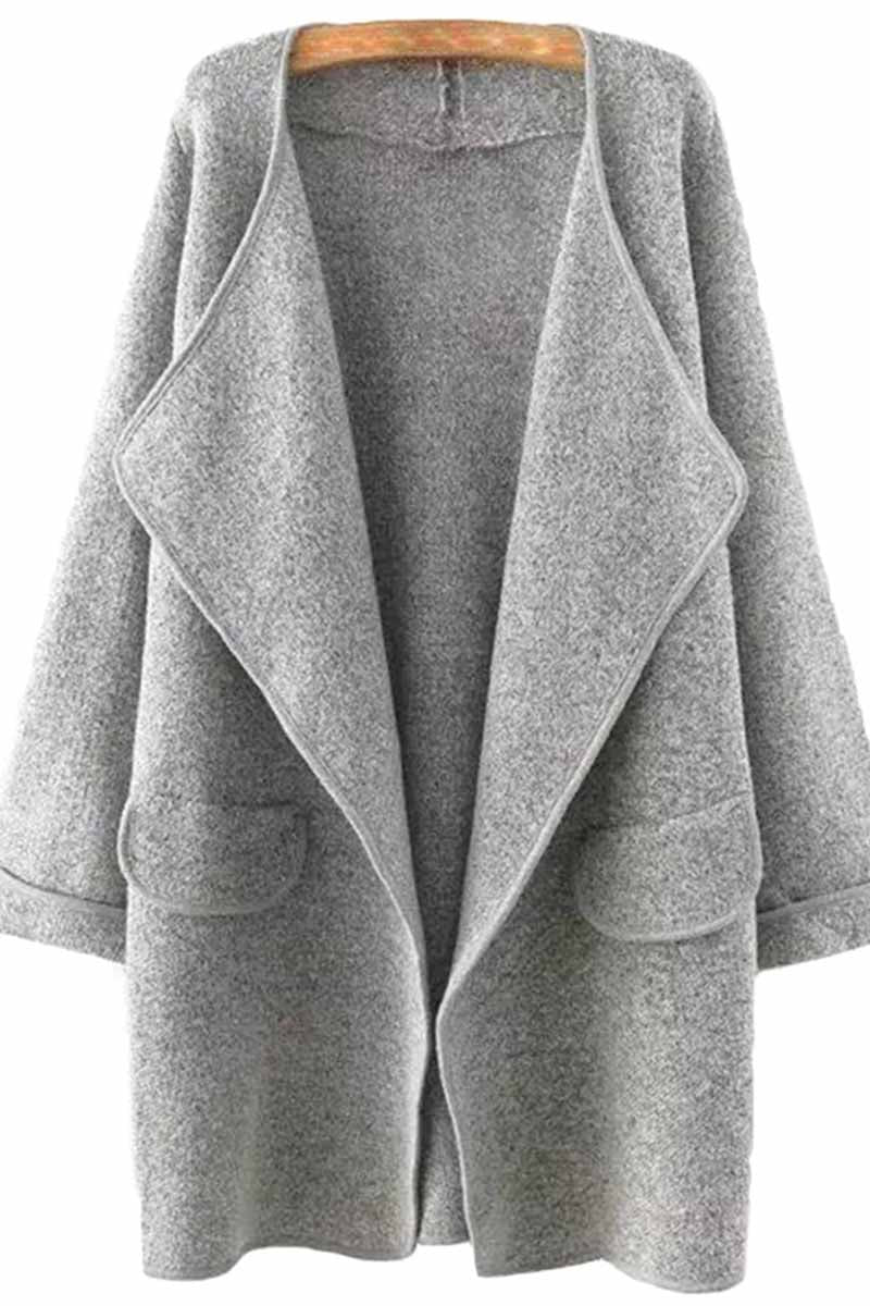 Hoombox  Solid Color Loose Coat With Pockets
