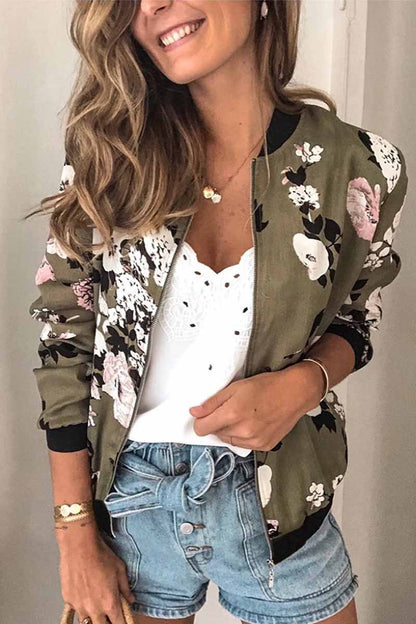 Hoombox  Casual Fashion Printed Round Neck Long Sleeve Jacket(3 Colors)