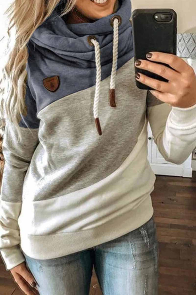 Hoombox  Hooded Loose Splicing Top（5 colors）