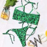Hoombox Hoombox Split Leopard Bikini Swimsuit(2 colors)