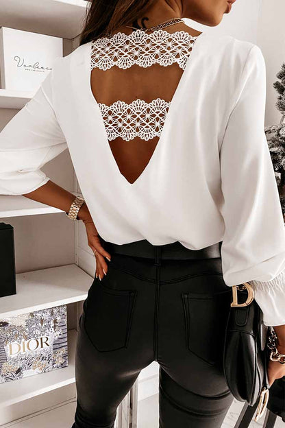 Hoombox  Lace long sleeve V-neck Tops