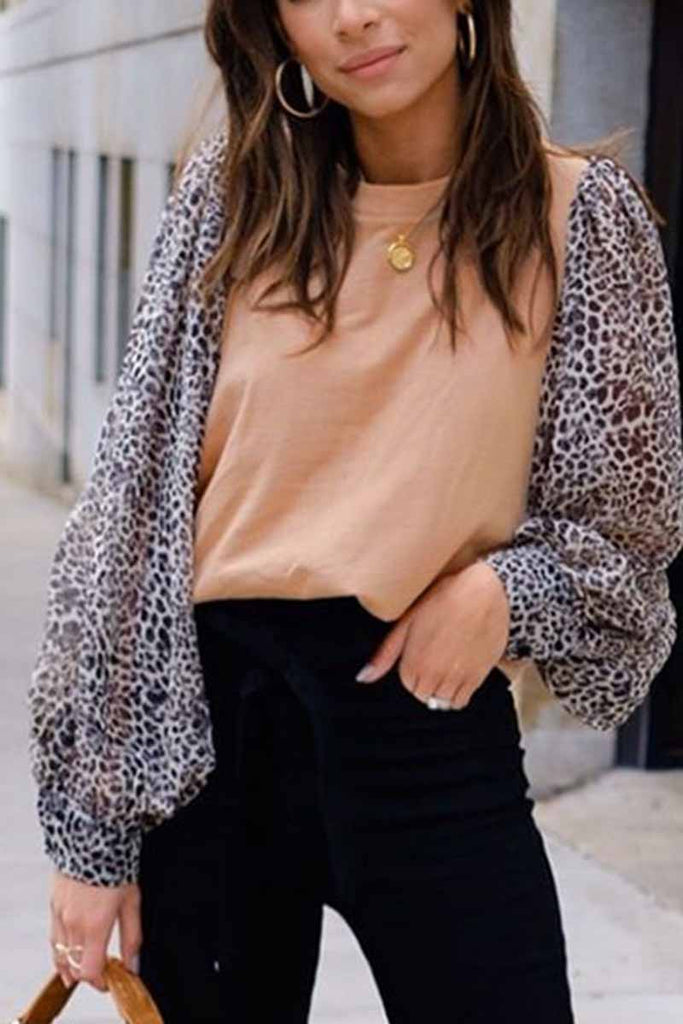 Hoombox  Leopard Round Neck Loose Top
