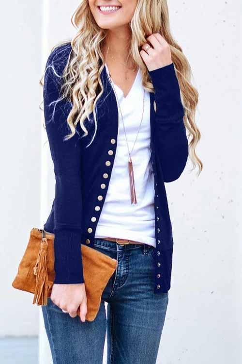 Hoombox  Long Sleeves Buttons Design Cardigan(7 Colors)