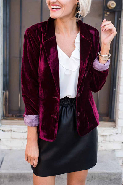Hoombox  Solid Color Slim Long-Sleeved Suede Blazer Tops ( 3 Colors）