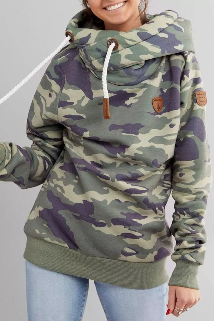 Hoombox  Camouflage Loose Hooded Sweatshirt Tops