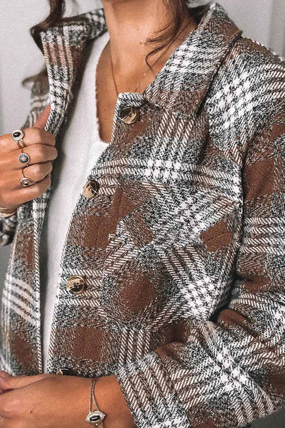 Hoombox  Fashion Lapel Loose Plaid Jacket Tops(3 Colors)