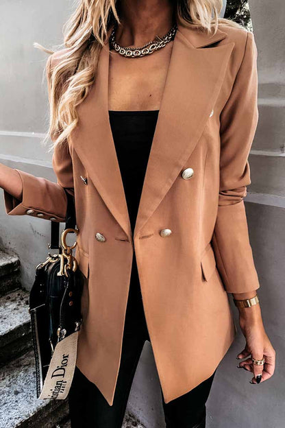 Hoombox  Solid Color Long-Sleeved Double-Breasted Blazer Tops（4 colors）