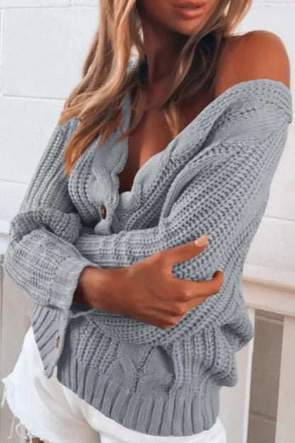 Hoombox  Striped V-neck Cardigan Knit Sweater（4 colors）