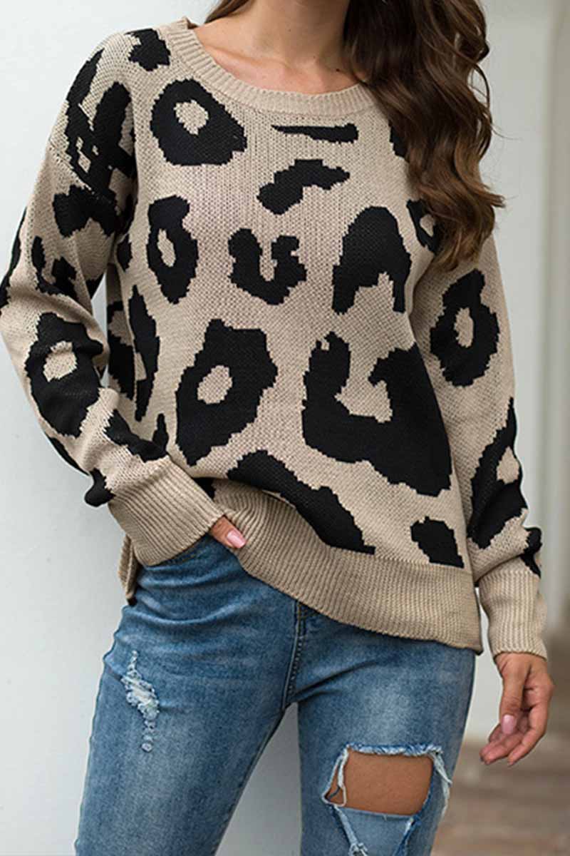 Hoombox Hoombox Loose Style Leopard Sweater