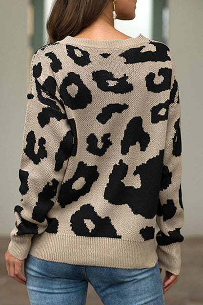 Hoombox Hoombox Loose Style Leopard Sweater