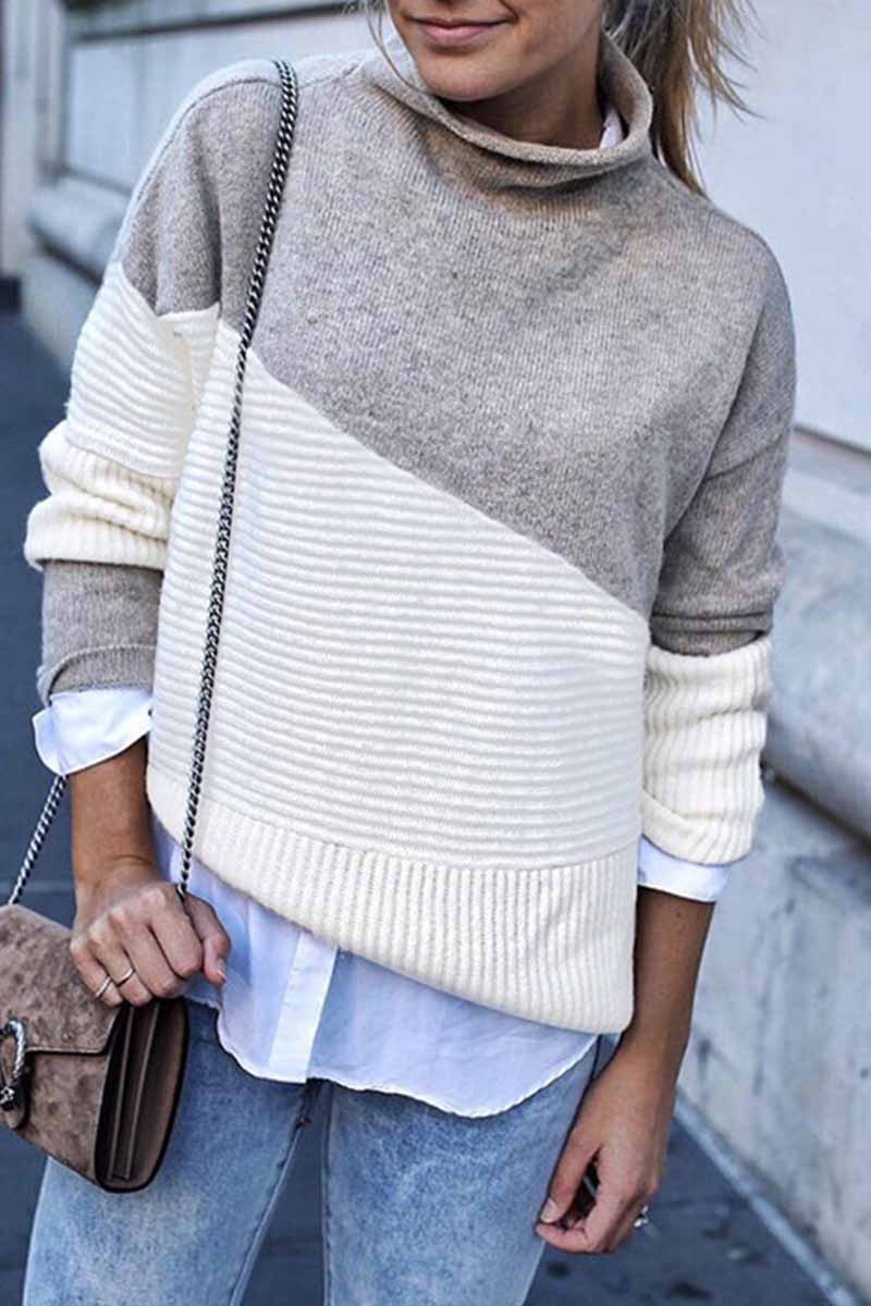 Hoombox  Loose Round Contrast Sweater(2 Colors)