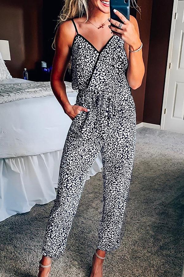 Hoombox Hoombox Sexy Leopard-print Strapped jumpsuit