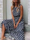 hoombox Women's Swing Dress Maxi long Dress - Sleeveless Polka Dot Spring & Summer Hot Elegant Slim  Black Yellow Navy Blue Khaki Green S M L XL XXL
