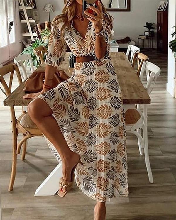 hoombox Printed Half-Sleeve A-line Casual/Vacation Maxi Dresses