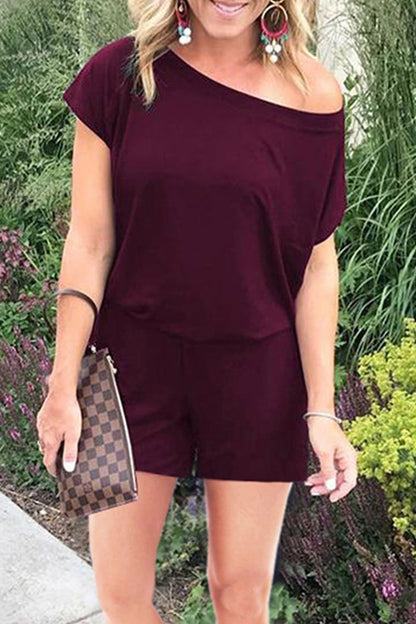 One Shoulder Rompers(4 Colors)